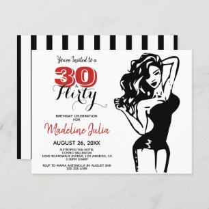 Invitation Moderne 30 & FLIRTY 30e anniversaire Black & Red I
