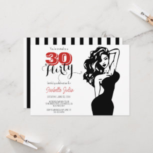 Invitation Moderne 30 & FLIRTY 30e anniversaire Noir & Rouge