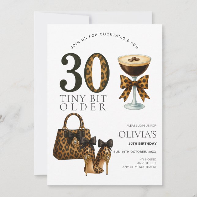 Invitation Moderne 30e anniversaire, Imprimé léopard tendance (Devant)