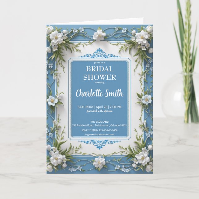 Invitation Moderne -3D porcelaine chine nuptiale douche (Devant)