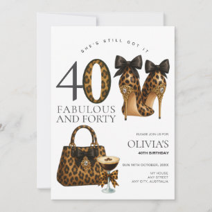 Invitation Moderne 40e Imprimé Léopard & Guépard, Quarante Te