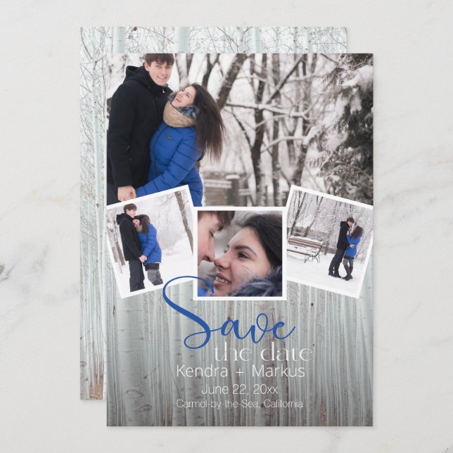 Invitation Moderne 4 Photo Typographie rustique Enregistrer l (Devant / Derrière)