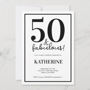 Invitation Moderne 50 ans et Fabuleux 50e Anniversaire