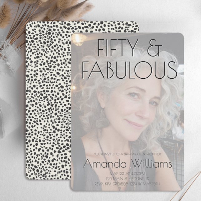 Invitation Moderne 50 ans et Fabuleux Photo Anniversaire (Fifty and Fabulous Birthday Party Invitation)