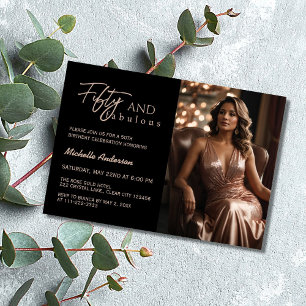 Invitation Moderne 50 ans et Fabuleux Photo Rose Gold 50e Ann