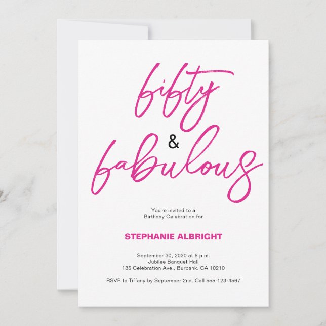 Invitation Moderne 50 ans et Fabulueuse Fête d'anniversaire 5 (Devant)