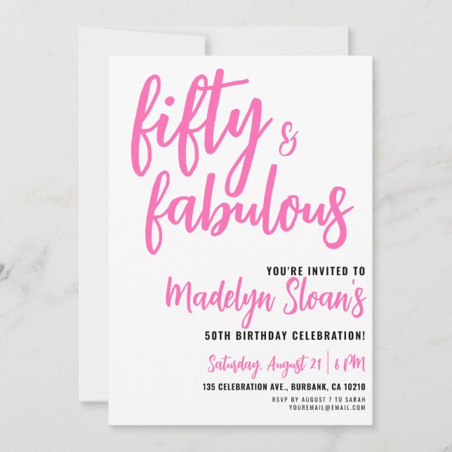 Invitation Moderne 50 ans et Fabulueuse Fête d'anniversaire d (Devant)