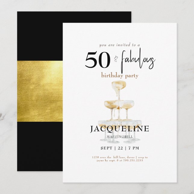 Invitation Moderne 50 ans et Fabuluse Fête d'anniversaire au  (Devant / Derrière)