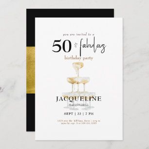 Invitation Moderne 50 & Fabuleux Champagne Anniversaire II