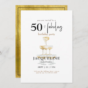 Invitation Moderne 50 & Fabuleux Champagne fête d'anniversair