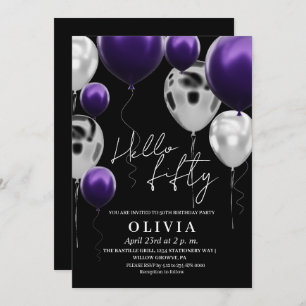 Invitation Moderne 50e anniversaire Black Silver violet Ballo