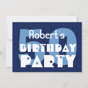 Invitation Moderne 50e fête d'anniversaire Motif bleu Y258