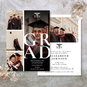 Invitation Moderne 5 Photo RN Soins infirmiers fête de gradua