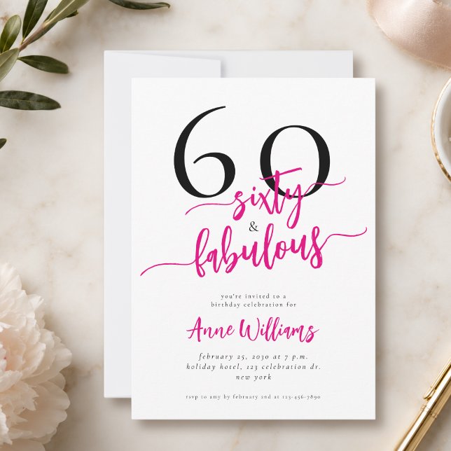 Invitation Moderne 60 ans et Fabulueuse Fête d'anniversaire 6 (Créateur téléchargé)