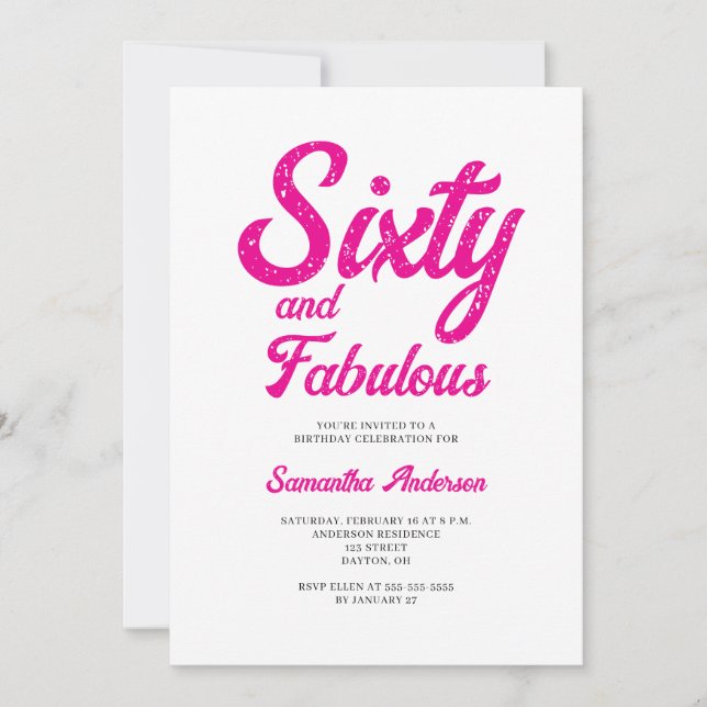 Invitation Moderne 60 ans et Incroyable Fête d'anniversaire r (Devant)