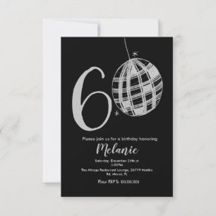 Invitation Moderne 60ème Script Bold Noir Disco Pa