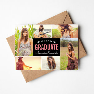 Invitation Moderne 6 Photo Collage Partie de graduation