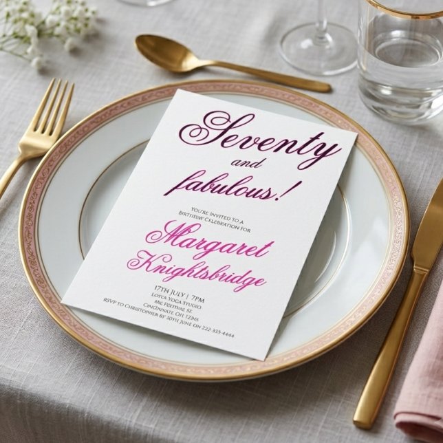Invitation Moderne 70 ans et Fabulueuse Fête d'anniversaire r (Créateur téléchargé)