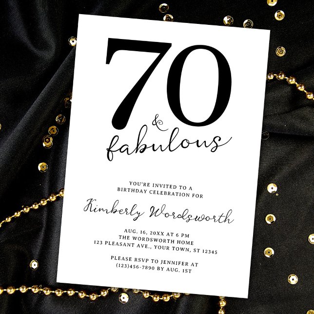 Invitation Moderne 70 ans et Scénario Fabuleux Soixante-dixiè (Créateur téléchargé)