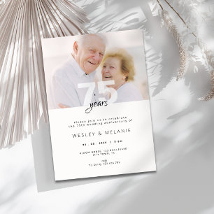 Invitation Moderne 75e anniversaire de mariage avec photo