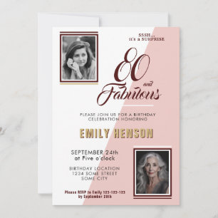 Invitation Moderne 80 ans et Fabuleux 2 Photo 80e Anniversair