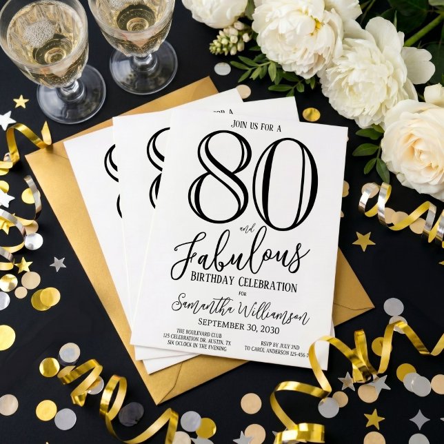 Invitation Moderne 80 ans et Incroyable Anniversaire des Quat (Créateur téléchargé)