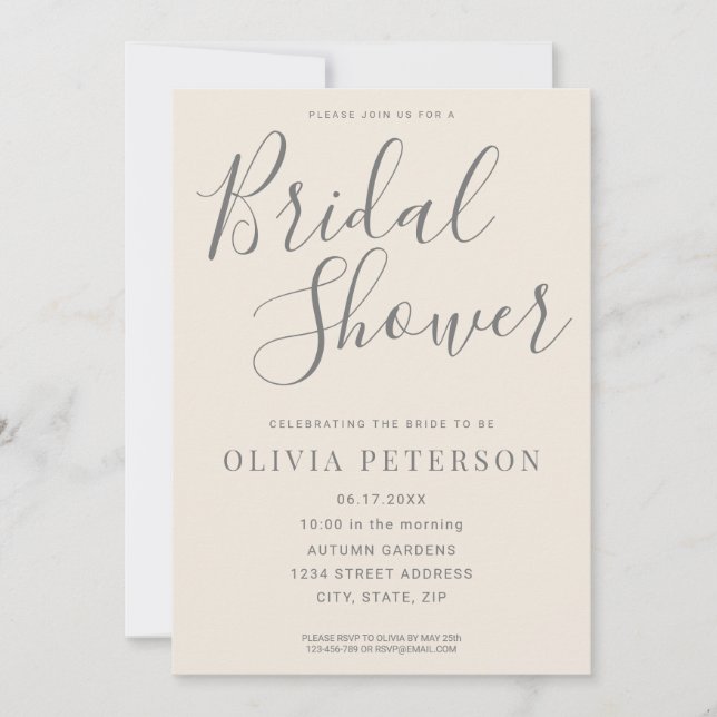 Invitation moderne à la douche nuptiale noire et b (Devant)