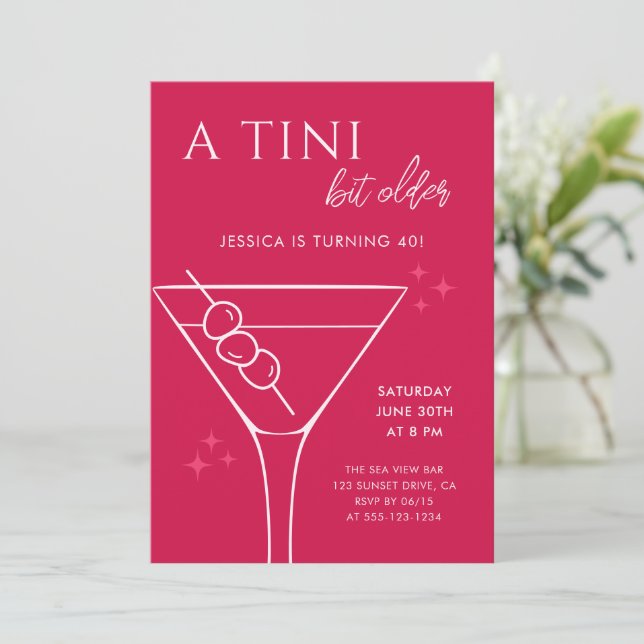 Invitation Moderne A Tini Bit Vieux Rouge 40e anniversaire fê (Debout devant)
