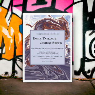 Invitation Moderne Abstrait Blue Wave Sky élégante et chic Ma