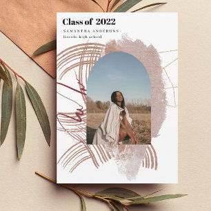 Invitation Moderne Abstrait Gold et rose Graduate Photo Invit