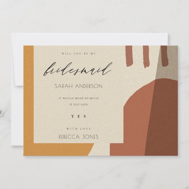 INVITATION MODERNE ABSTRAITE RUST ARTISTIC BE MON BRIDESMAID (Devant)