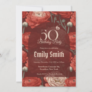 Invitation Moderne Accent Boho Anniversaire Ranunculus