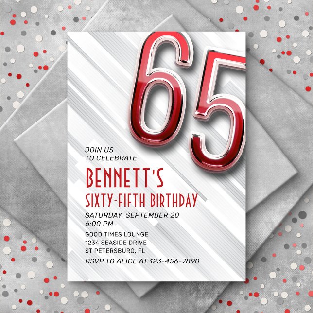 Invitation moderne Adulte 65e Anniversaire (Créateur téléchargé)