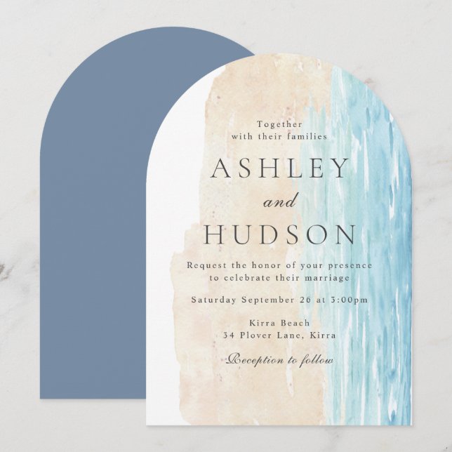 Invitation Moderne All Seasons Beach Boho Arch Mariage (Devant / Derrière)