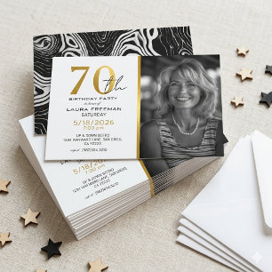 Invitation Moderne Anniversaire 70 Ans Noir & Or A