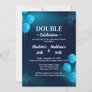 Invitation Moderne Anniversaire Commun Bleu Marine