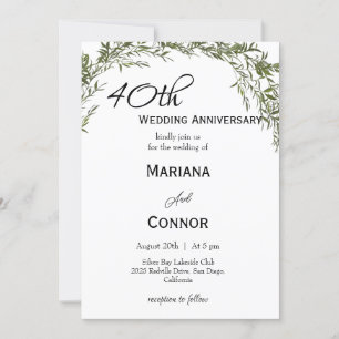 Invitation Moderne Anniversaire de Mariage Classique avec Feu