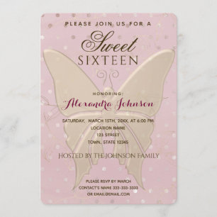 Invitation Moderne Anniversaire Rose Gold Sweet 16