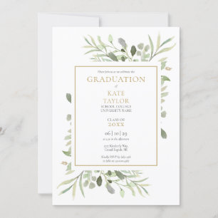 Invitation Moderne aquarelle de verdure fête de graduation