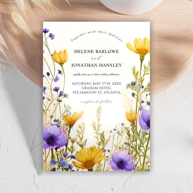 Invitation Moderne aquarelle Fleur sauvage Mariage élégant (Modern Watercolor Wildflower Elegant Wedding Invitation)