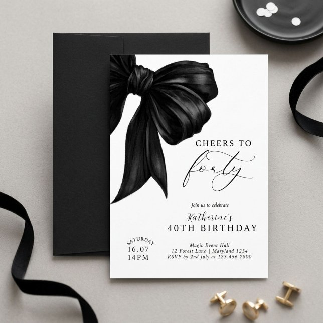 Invitation Moderne Arc Noir & Blanc 40e Anniversaire  (Créateur téléchargé)