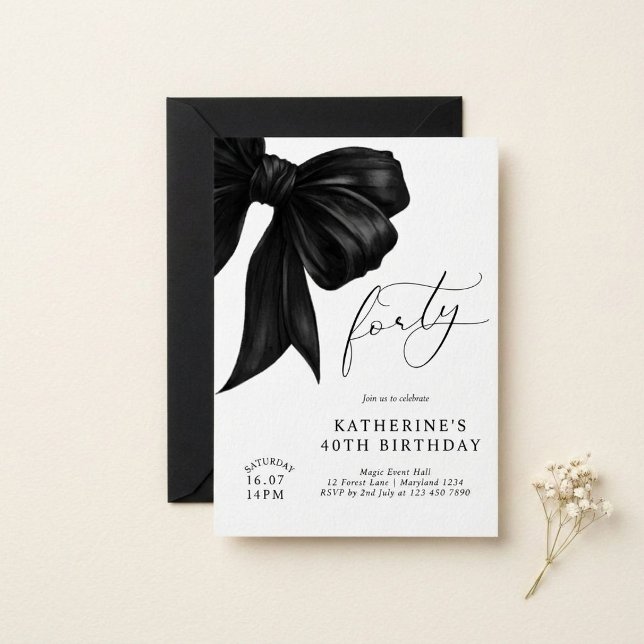 Invitation Moderne Arc Noir & Blanc 40e Anniversaire  (Créateur téléchargé)