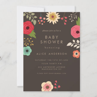 INVITATION MODERNE AU BABY SHOWER FLORAL