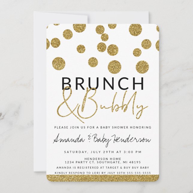 Invitation Moderne au Brunch et aux Bulles (Devant)