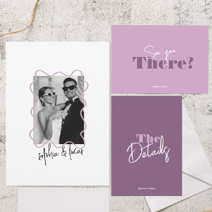 Invitation moderne audacieux Lavande minimale et Mariage lila