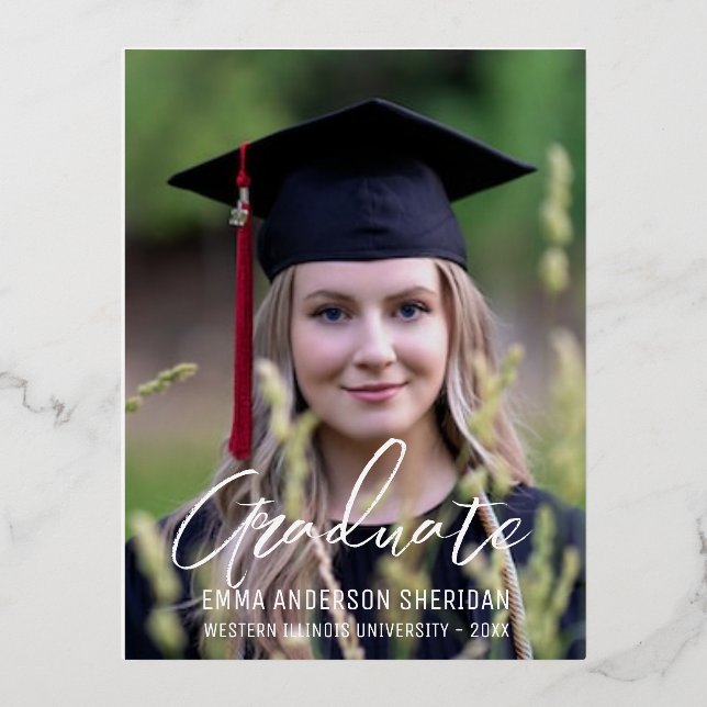 Invitation moderne avec écriture blanche et photo  (Recto)