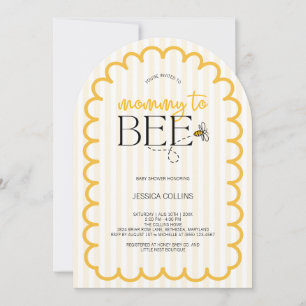 Invitation Moderne Baby Shower avec écriture jaune en forme d