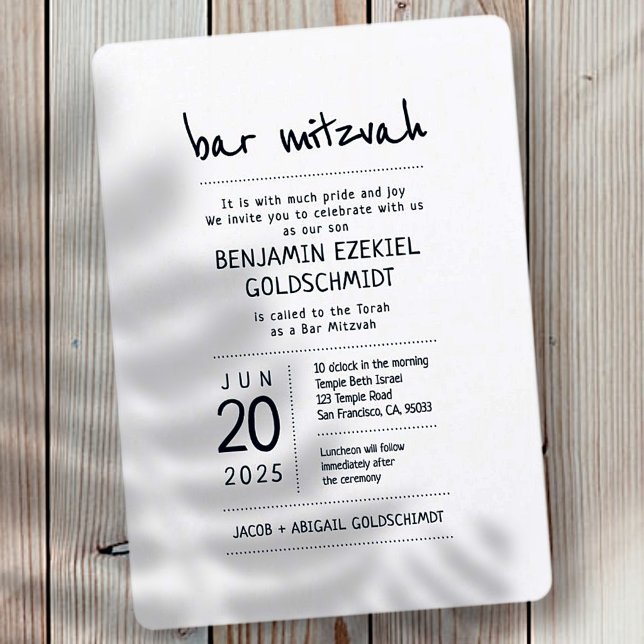 Invitation Moderne + Barre Minimaliste Mitzvah (Créateur téléchargé)