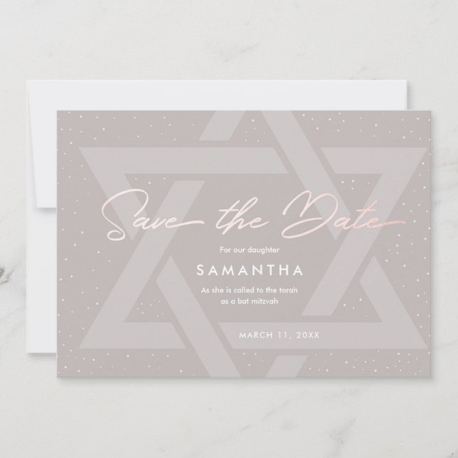 Invitation Moderne Bat Mitzvah Save the Date (Devant)