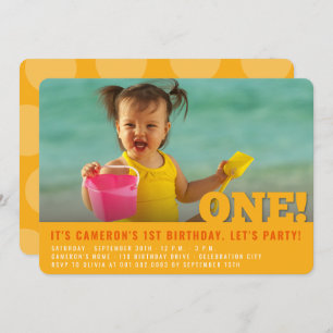 Invitation Moderne Big ONE amusant bébé fille ou garçon premi